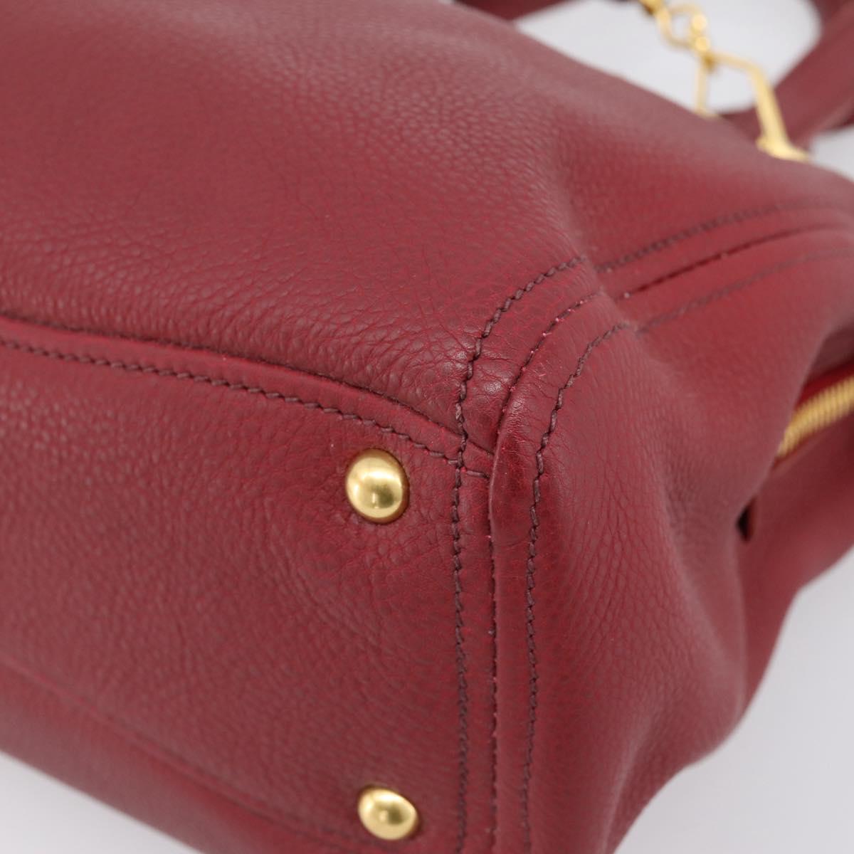 Miu Miu Hand Bag Leather 2way Red Gold Auth 199387M