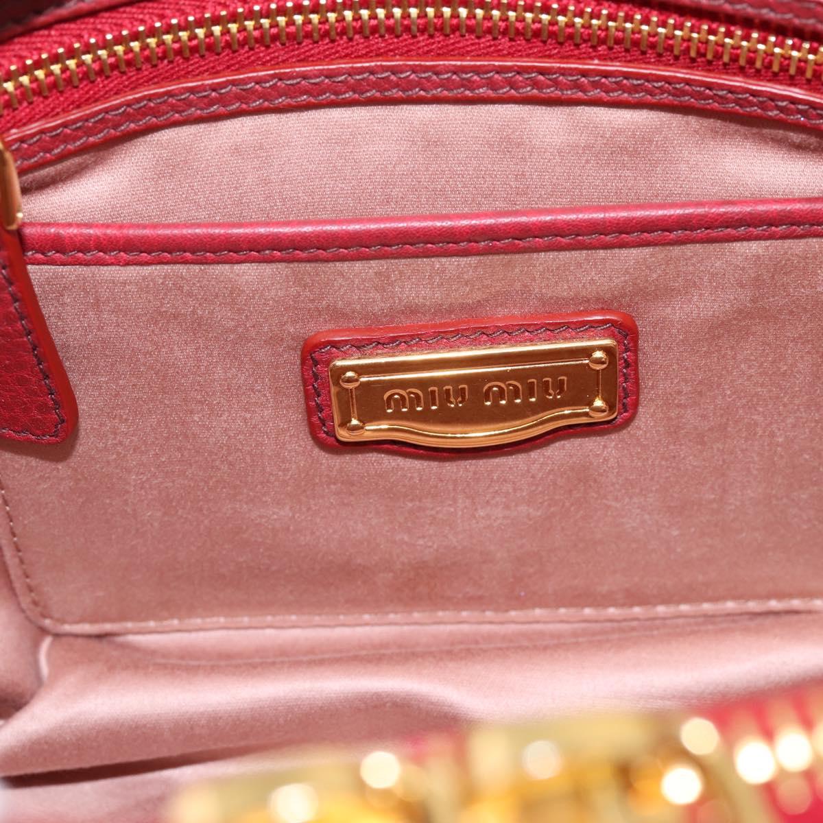 Miu Miu Hand Bag Leather 2way Red Gold Auth 199387M