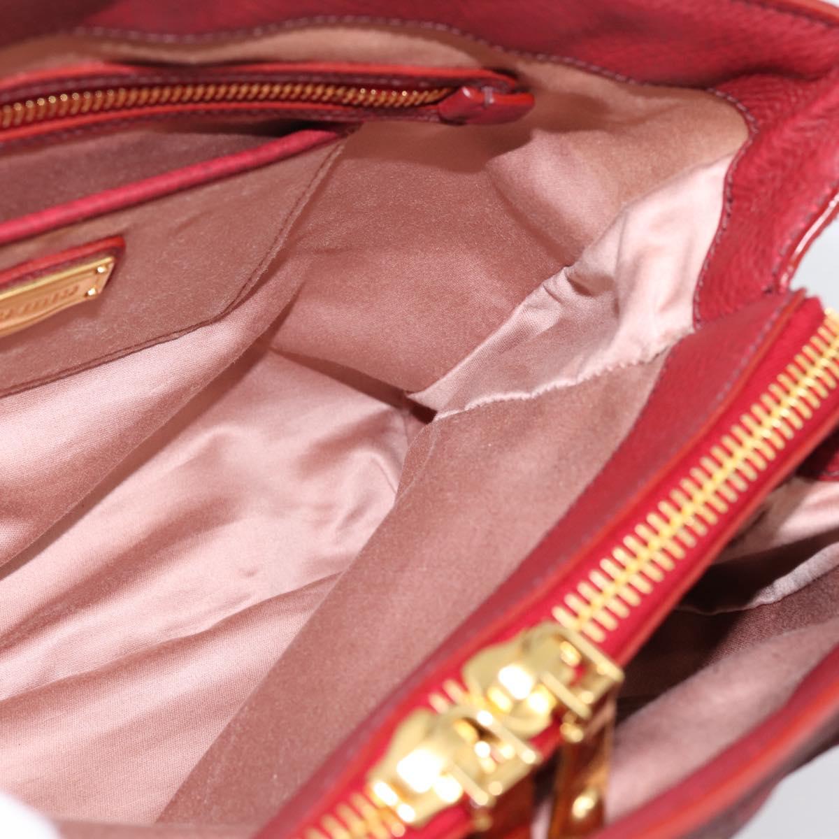 Miu Miu Hand Bag Leather 2way Red Gold Auth 199387M