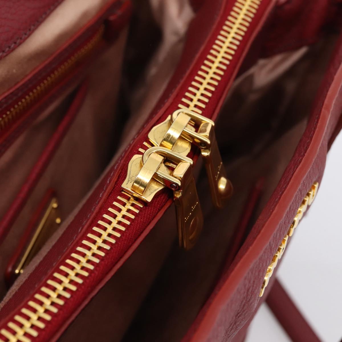Miu Miu Hand Bag Leather 2way Red Gold Auth 199387M