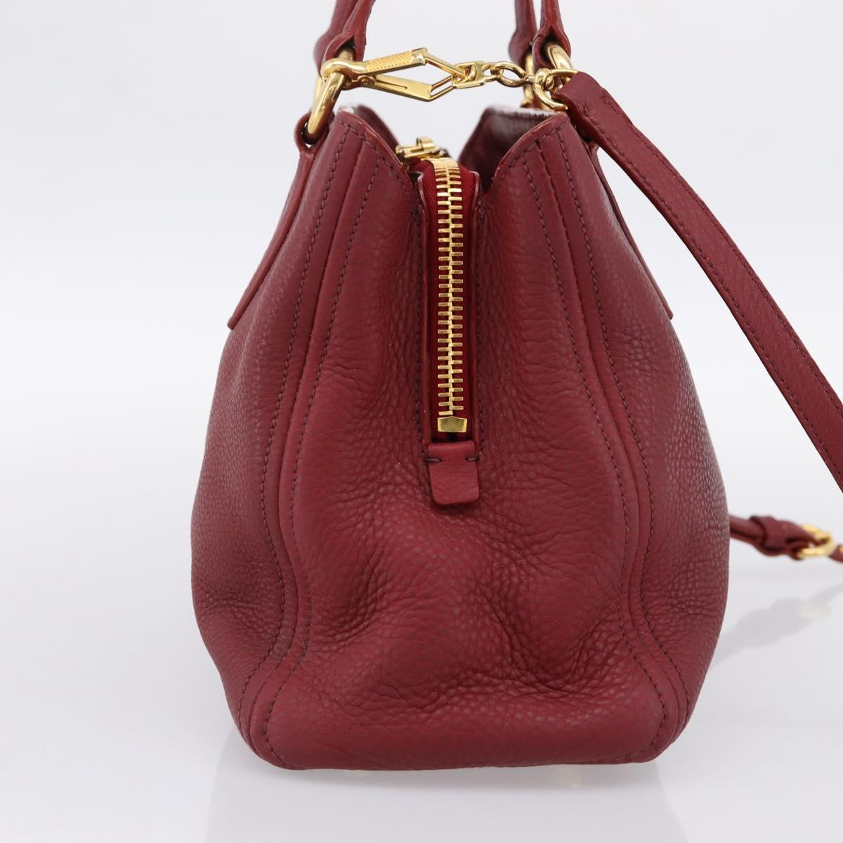 Miu Miu Hand Bag Leather 2way Red Gold Auth 199387M