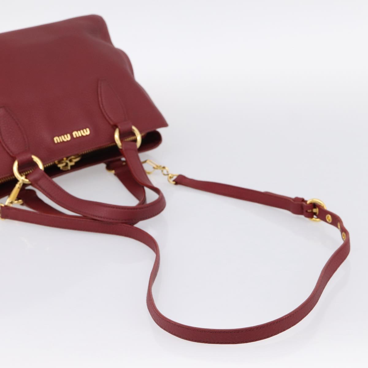 Miu Miu Hand Bag Leather 2way Red Gold Auth 199387M