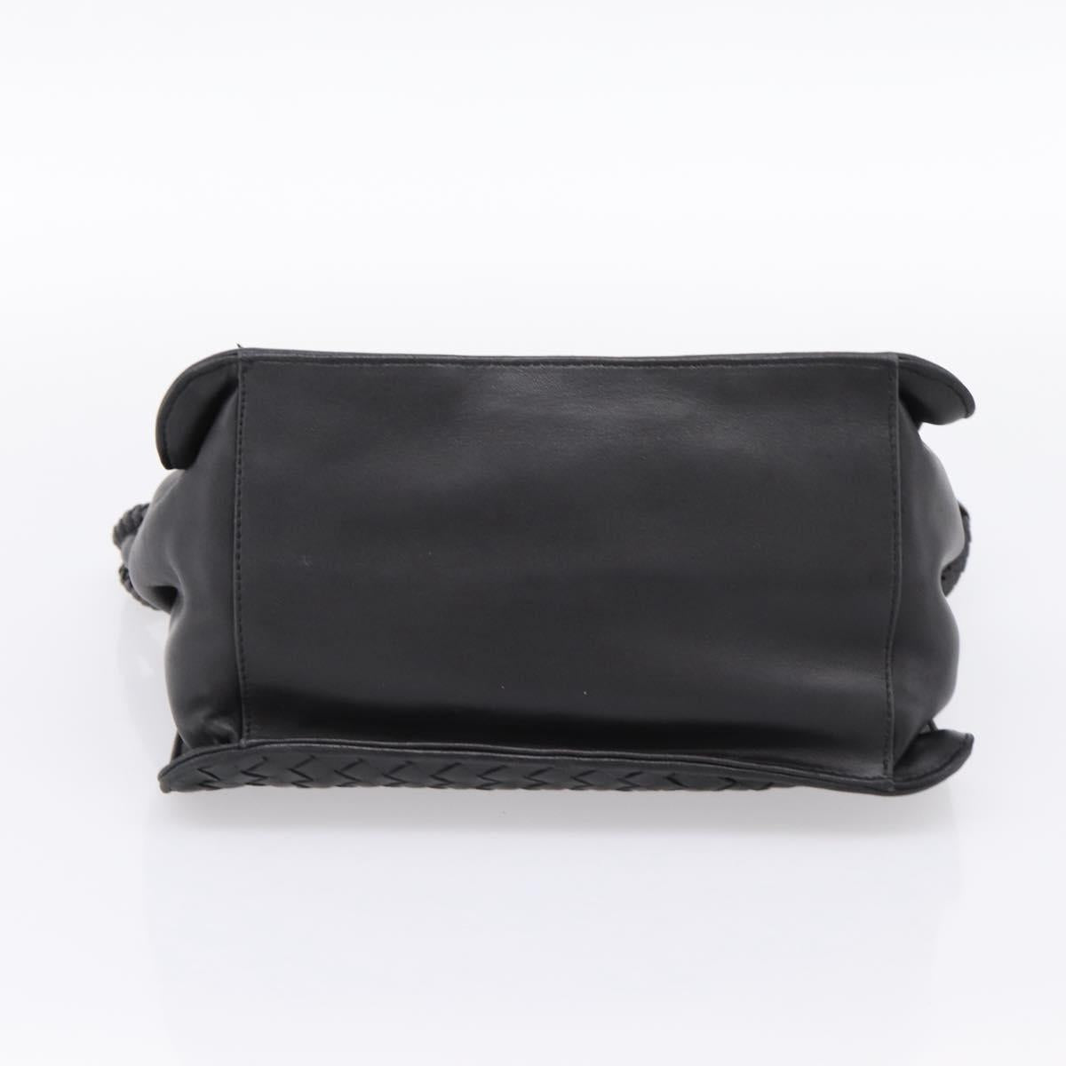 BOTTEGA VENETA INTRECCIATO Shoulder Bag Leather Black Gold Auth 199389V