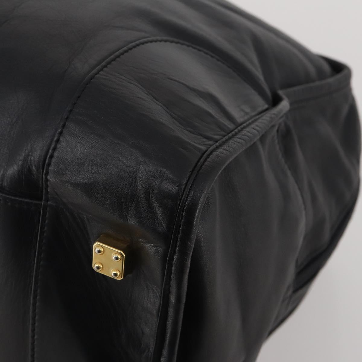 LOEWE Anagram Amazona 50 Boston Bag Leather Black Gold Auth 199390V