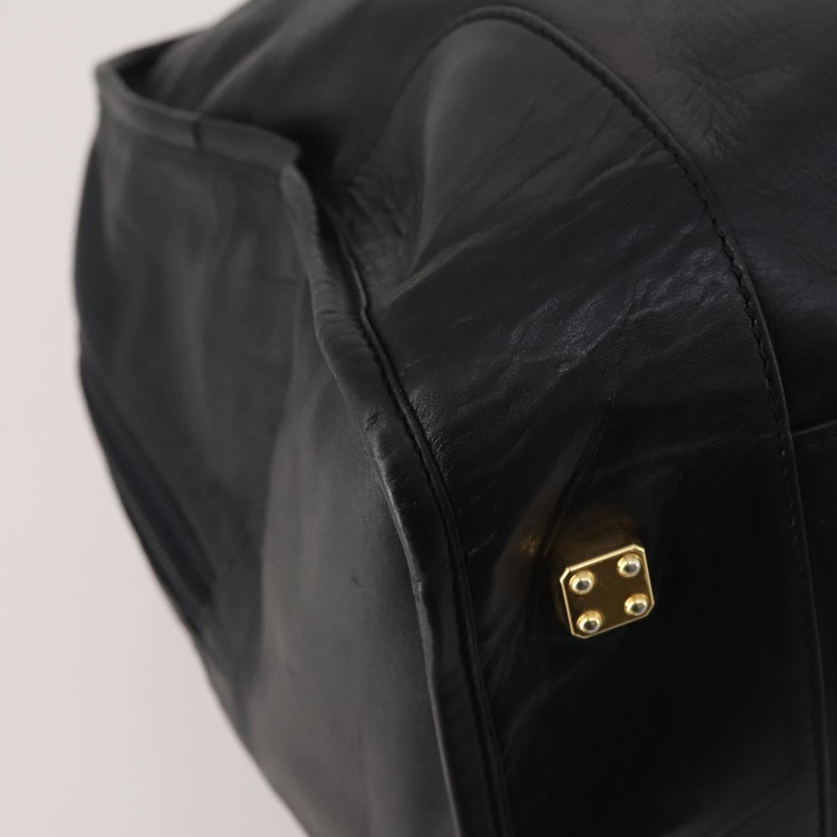 LOEWE Anagram Amazona 50 Boston Bag Leather Black Gold Auth 199390V
