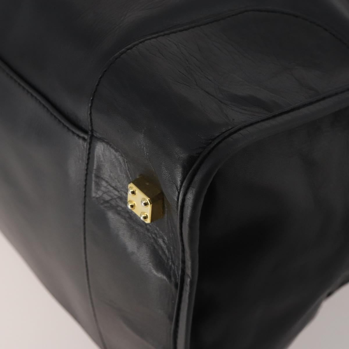 LOEWE Anagram Amazona 50 Boston Bag Leather Black Gold Auth 199390V
