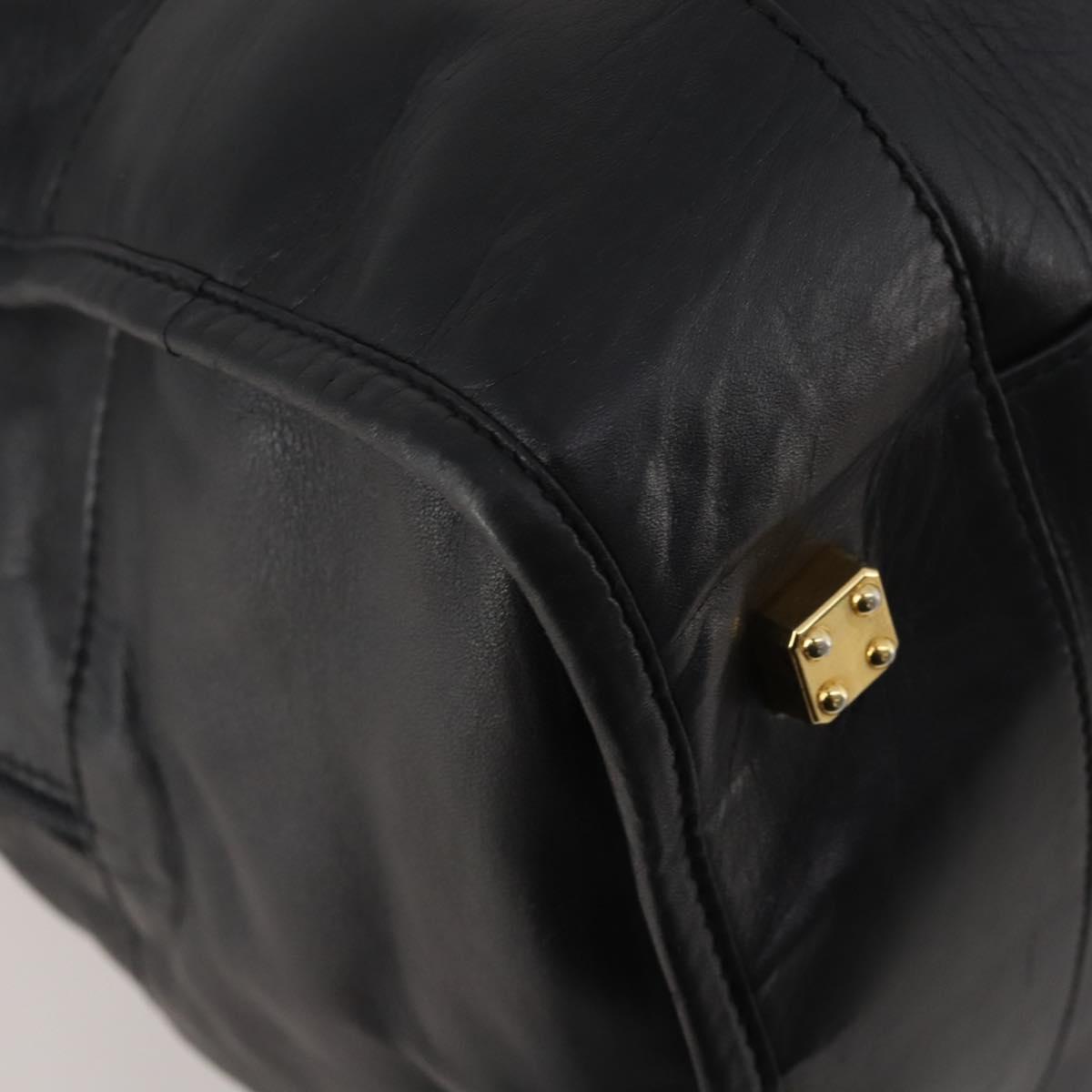 LOEWE Anagram Amazona 50 Boston Bag Leather Black Gold Auth 199390V