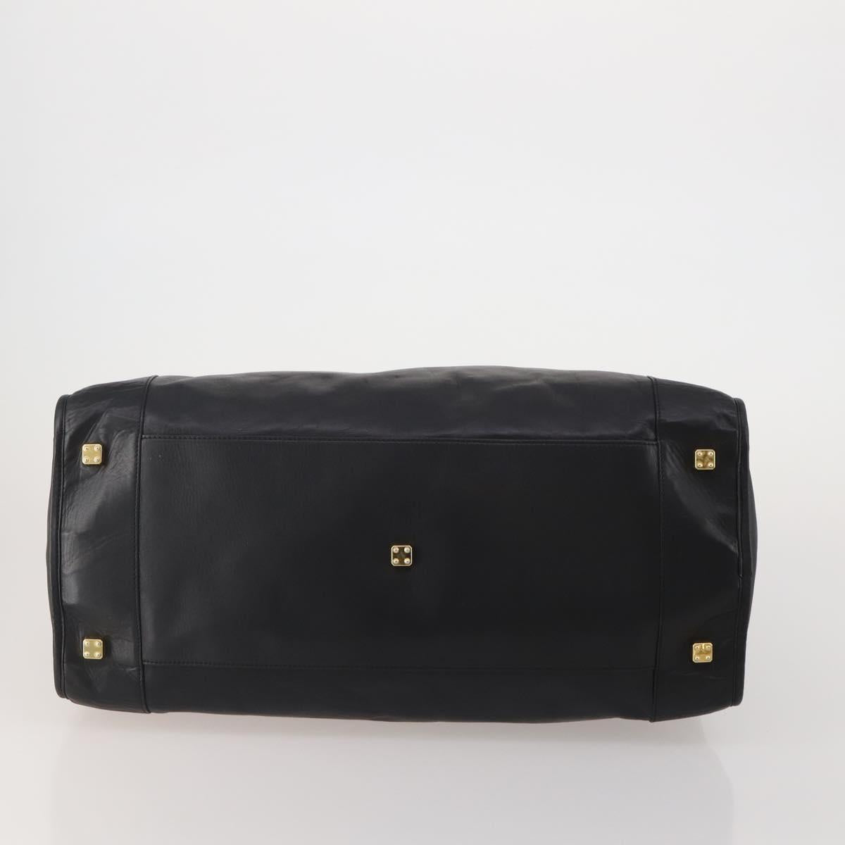 LOEWE Anagram Amazona 50 Boston Bag Leather Black Gold Auth 199390V
