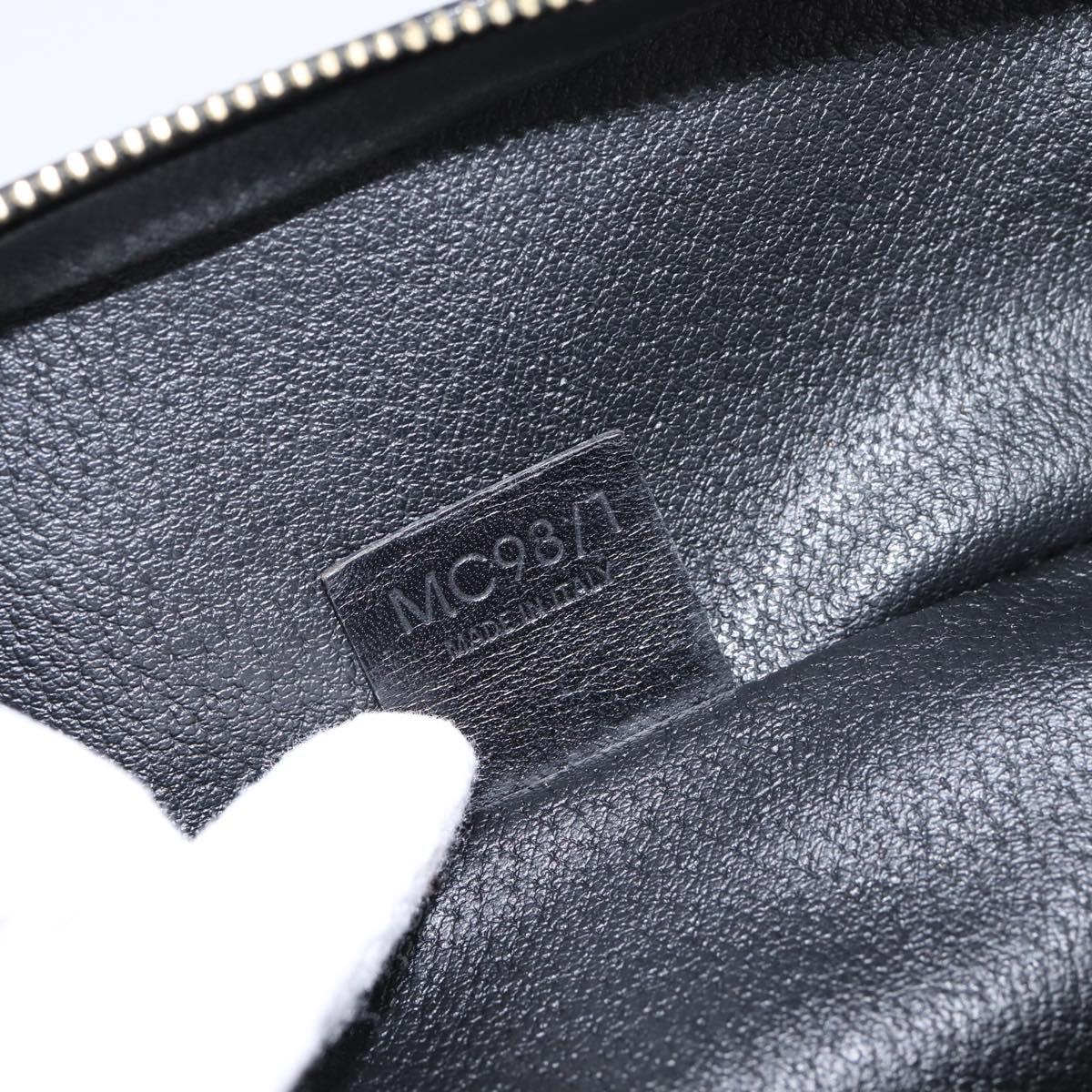 CELINE Macadam Canvas Vanity Hand Bag PVC Leather Black Gold Auth 199395