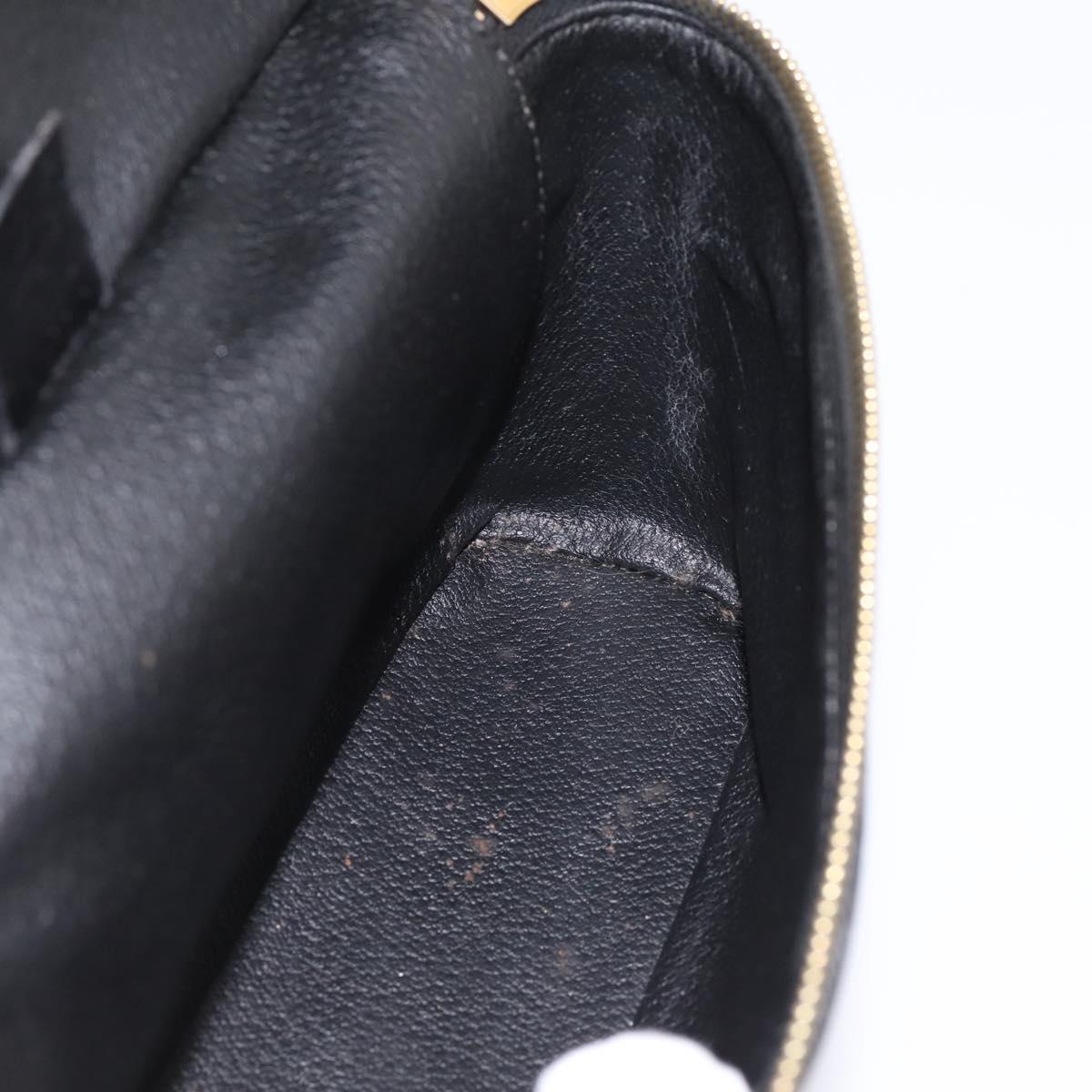 CELINE Macadam Canvas Vanity Hand Bag PVC Leather Black Gold Auth 199395