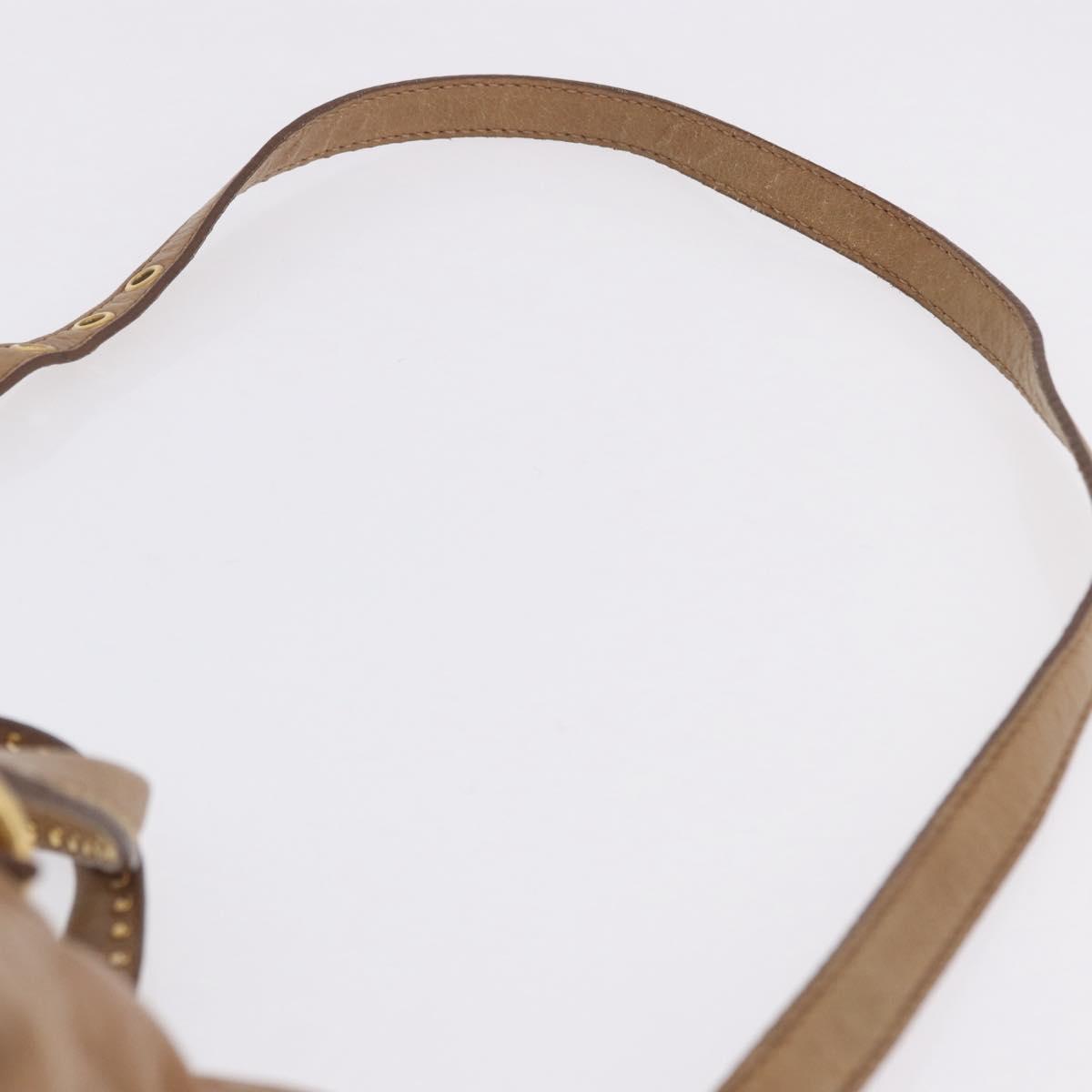 Miu Miu Hand Bag Leather 2way Beige Gold Auth 199396A