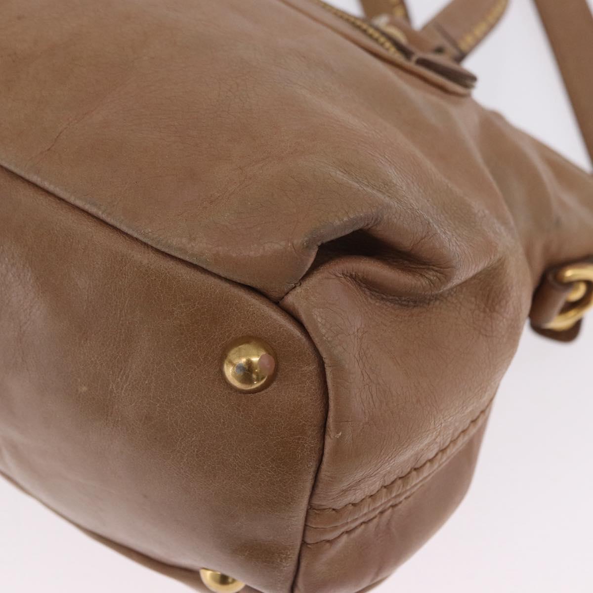 Miu Miu Hand Bag Leather 2way Beige Gold Auth 199396A