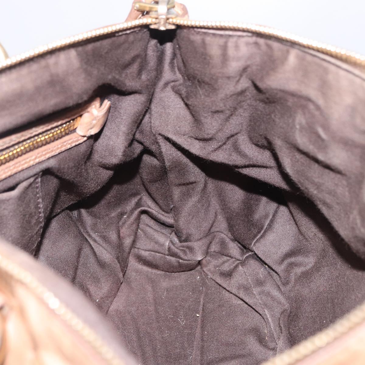 Miu Miu Hand Bag Leather 2way Beige Gold Auth 199396A
