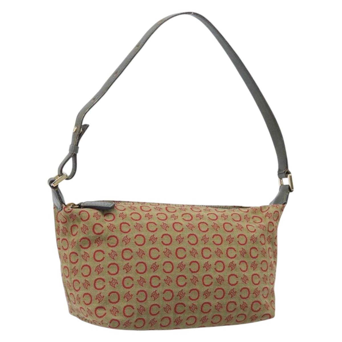 CELINE C Macadam Canvas Hand Bag Beige Gold Auth 199397