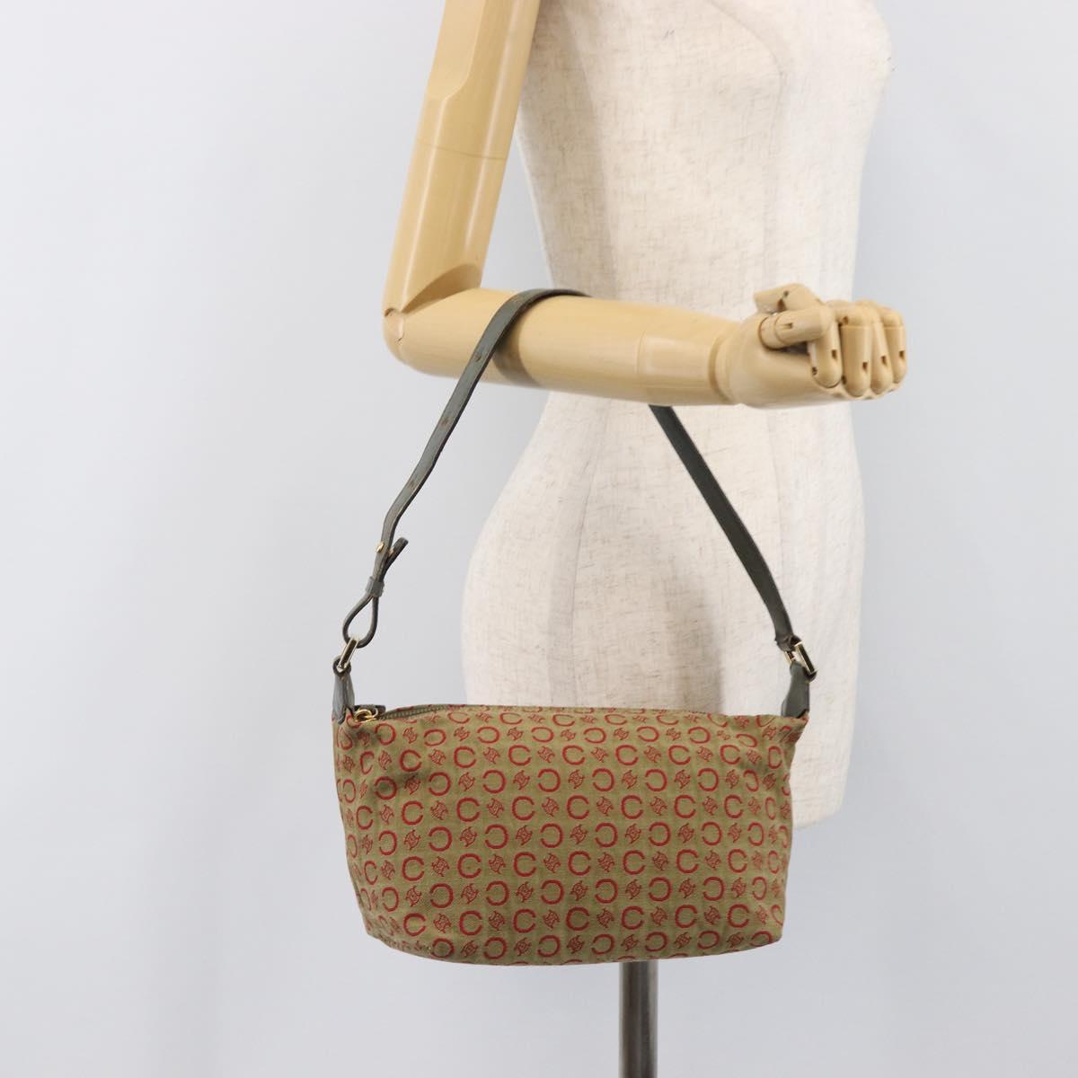 CELINE C Macadam Canvas Hand Bag Beige Gold Auth 199397