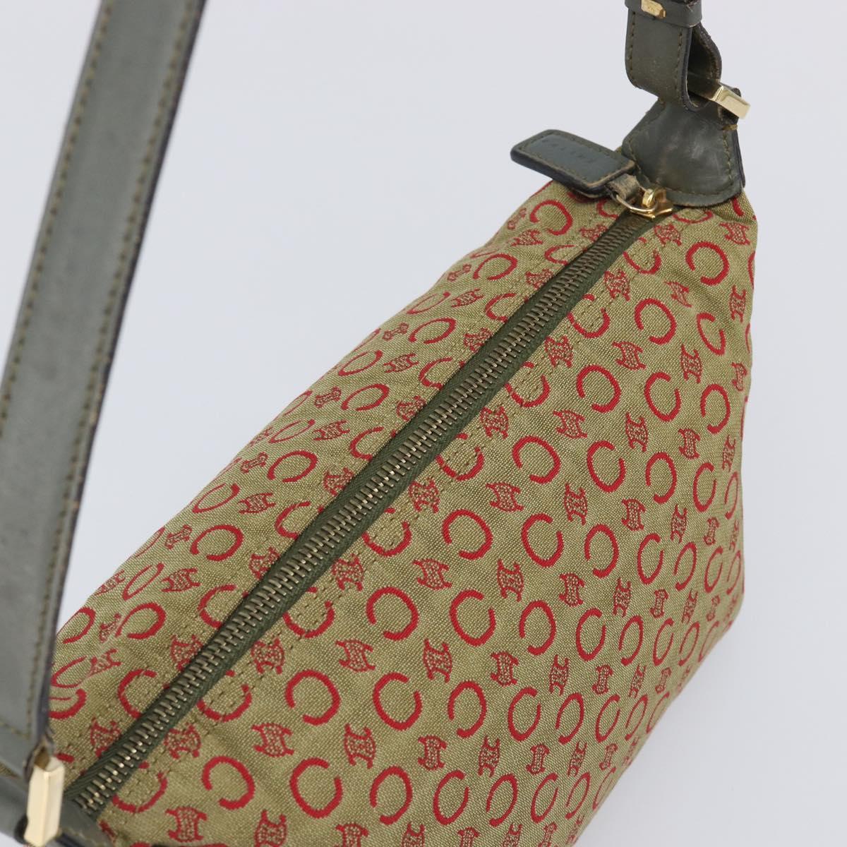 CELINE C Macadam Canvas Hand Bag Beige Gold Auth 199397
