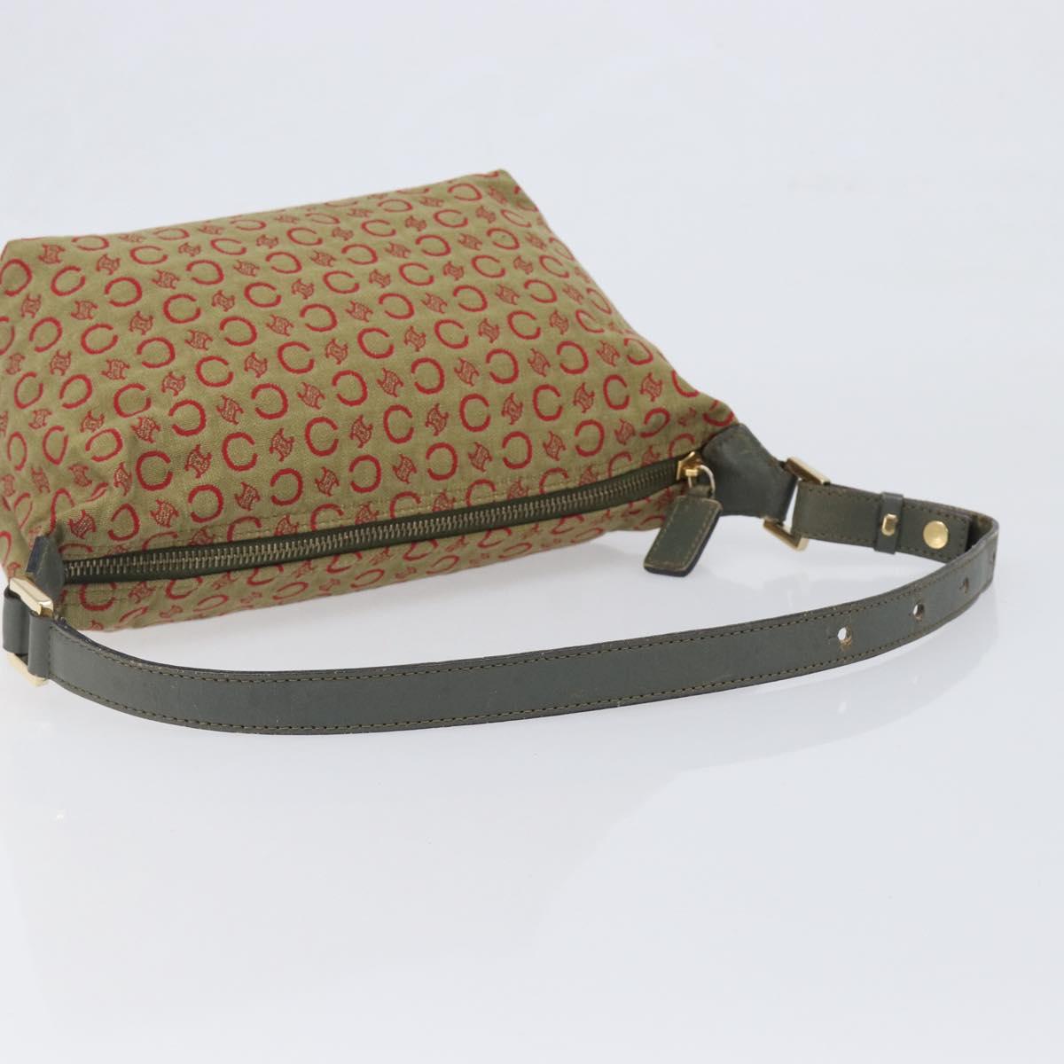 CELINE C Macadam Canvas Hand Bag Beige Gold Auth 199397