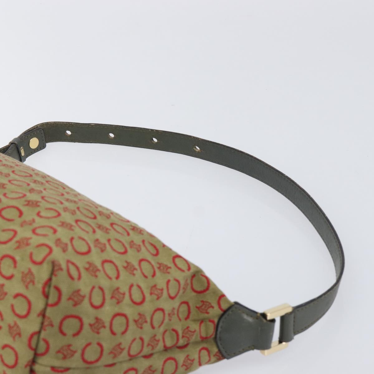CELINE C Macadam Canvas Hand Bag Beige Gold Auth 199397