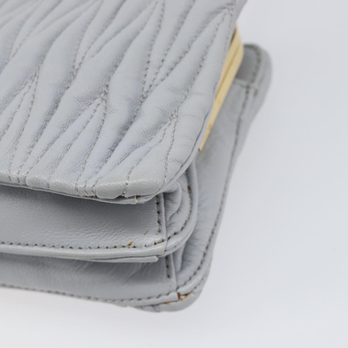 Miu Miu Matelasse Shoulder Bag Leather Light Blue Gold Auth 199398M