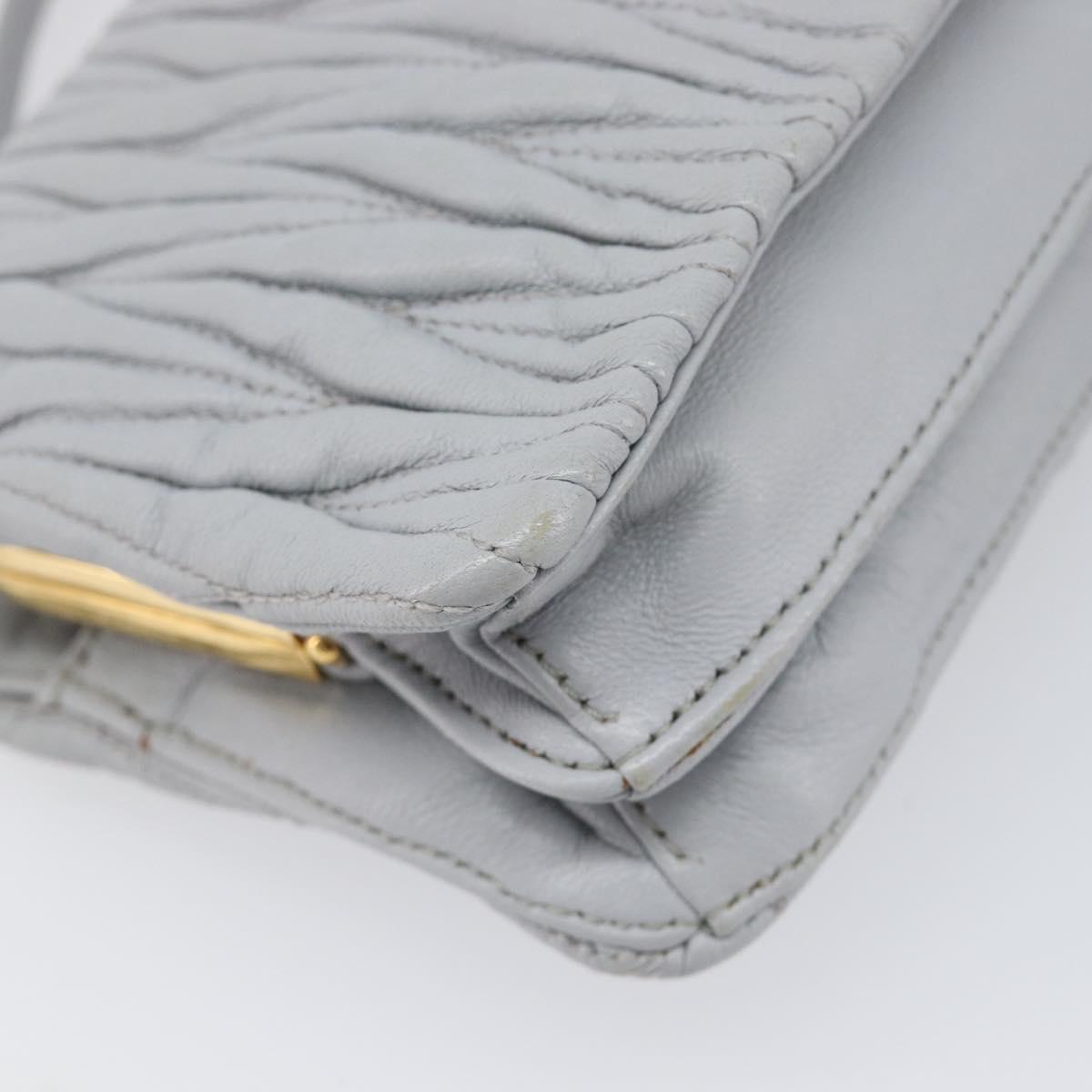 Miu Miu Matelasse Shoulder Bag Leather Light Blue Gold Auth 199398M