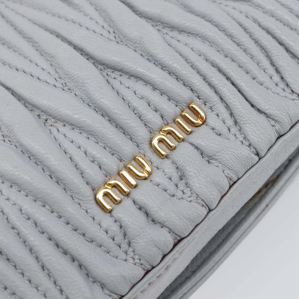 Miu Miu Matelasse Shoulder Bag Leather Light Blue Gold Auth 199398M