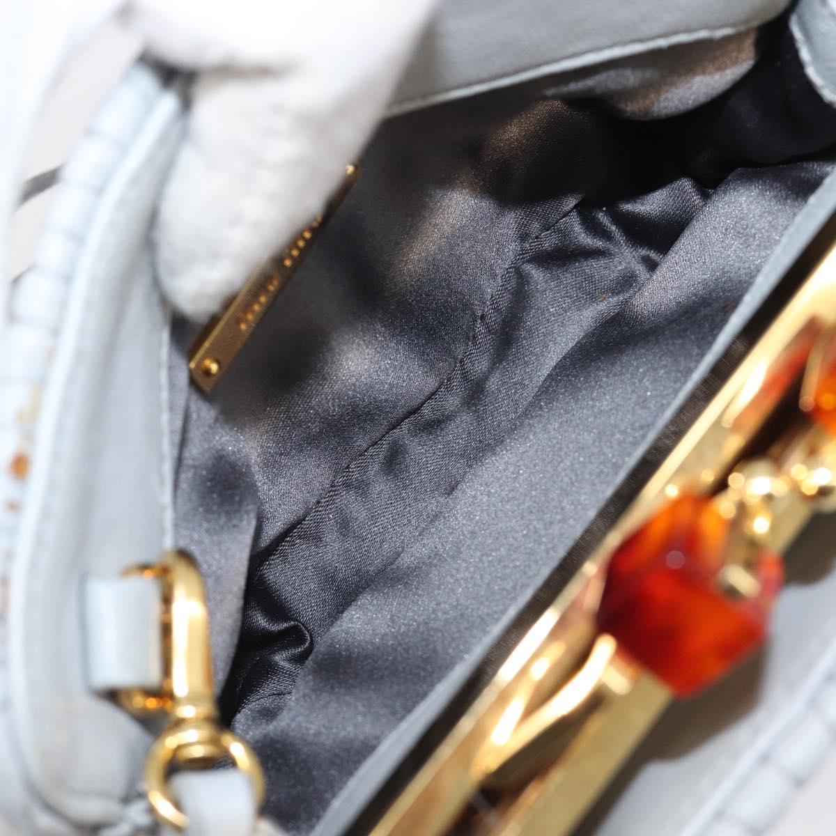 Miu Miu Matelasse Shoulder Bag Leather Light Blue Gold Auth 199398M