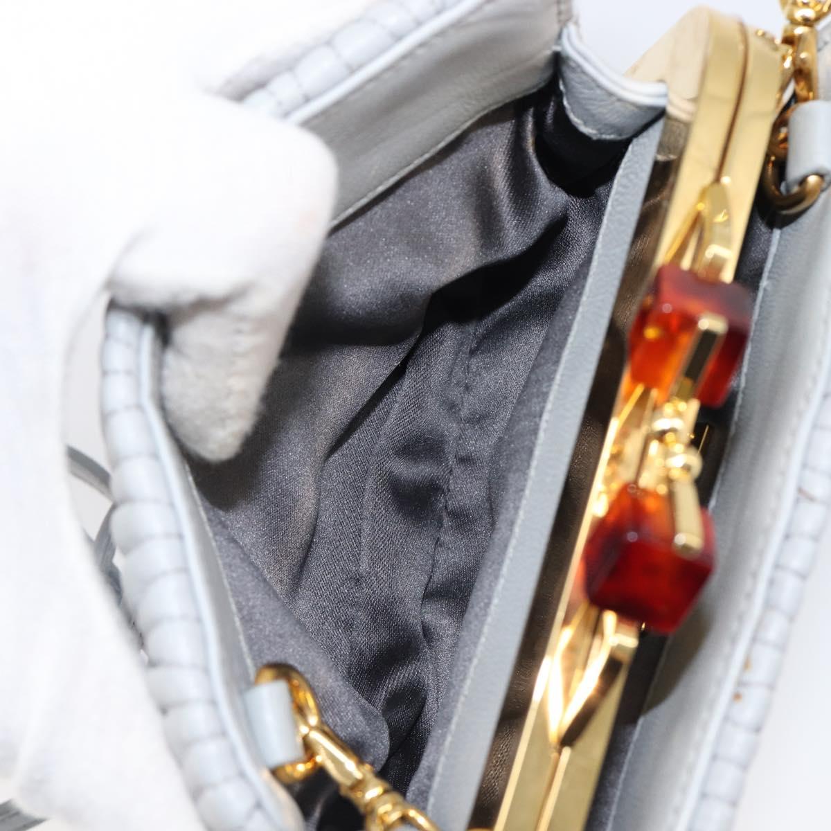 Miu Miu Matelasse Shoulder Bag Leather Light Blue Gold Auth 199398M