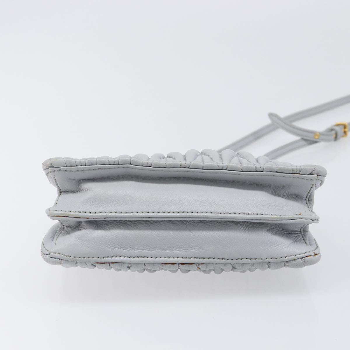 Miu Miu Matelasse Shoulder Bag Leather Light Blue Gold Auth 199398M