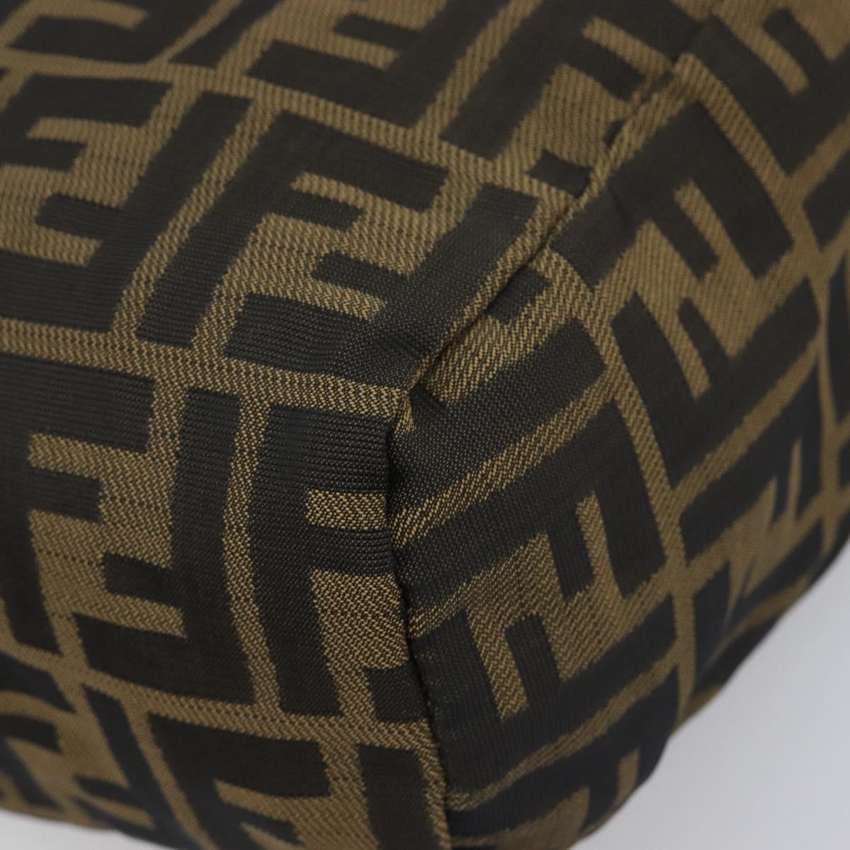 FENDI Zucca Canvas Hand Bag Black Brown Auth 199404