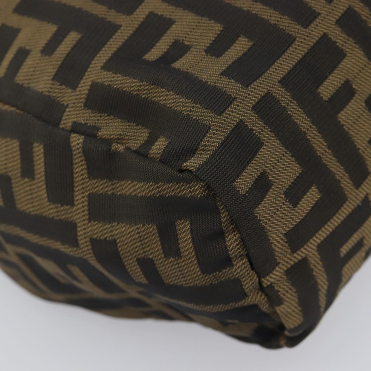 FENDI Zucca Canvas Hand Bag Black Brown Auth 199404