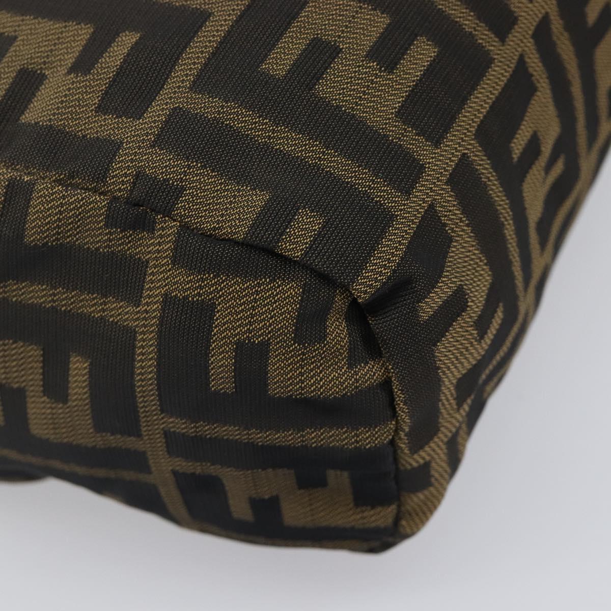 FENDI Zucca Canvas Hand Bag Black Brown Auth 199404