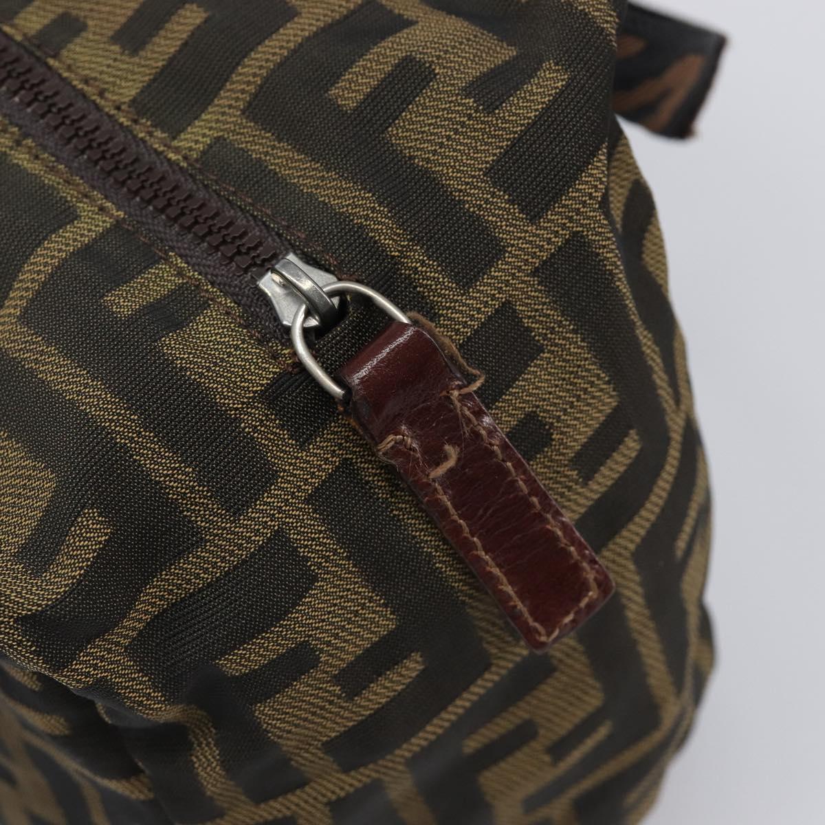 FENDI Zucca Canvas Hand Bag Black Brown Auth 199404