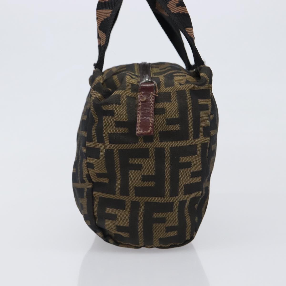 FENDI Zucca Canvas Hand Bag Black Brown Auth 199404
