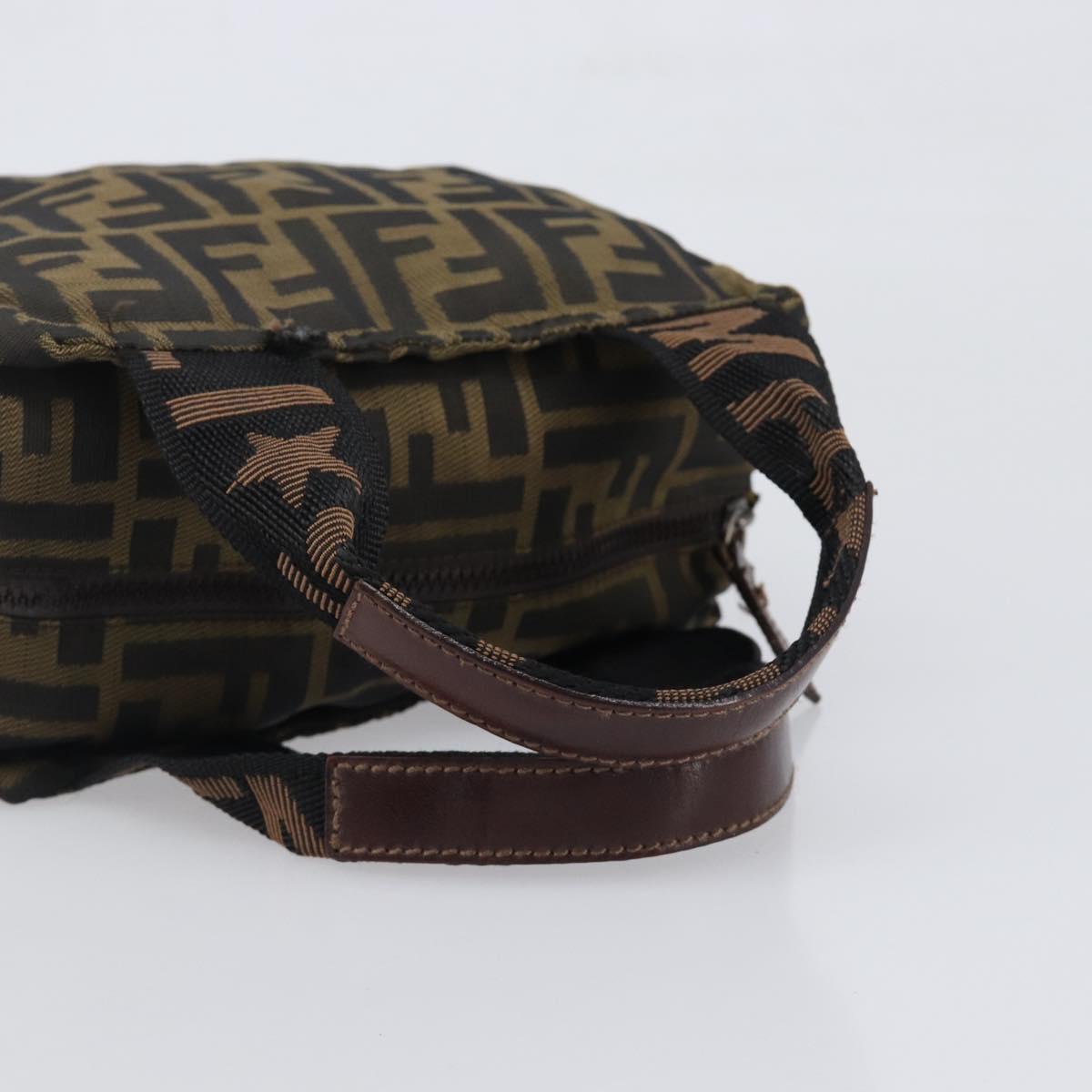 FENDI Zucca Canvas Hand Bag Black Brown Auth 199404