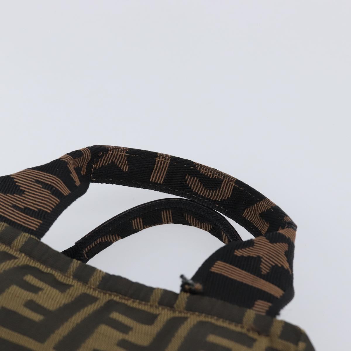 FENDI Zucca Canvas Hand Bag Black Brown Auth 199404