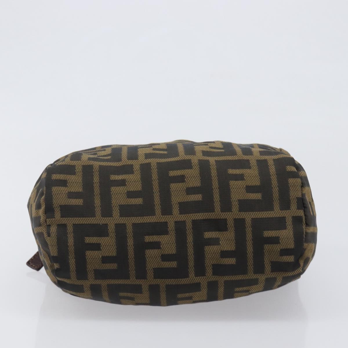 FENDI Zucca Canvas Hand Bag Black Brown Auth 199404