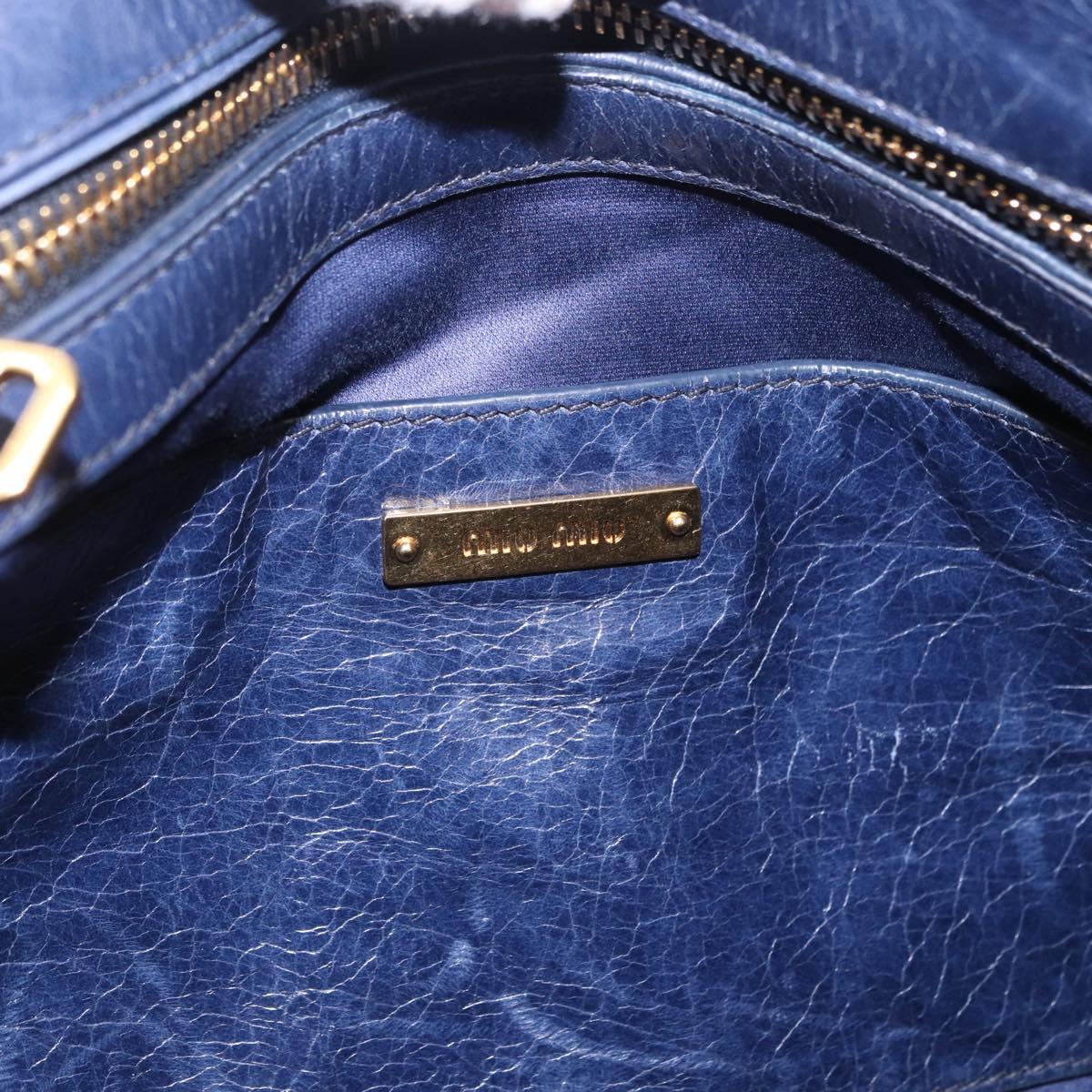 Miu Miu Hand Bag Leather Navy Gold Auth 199407V