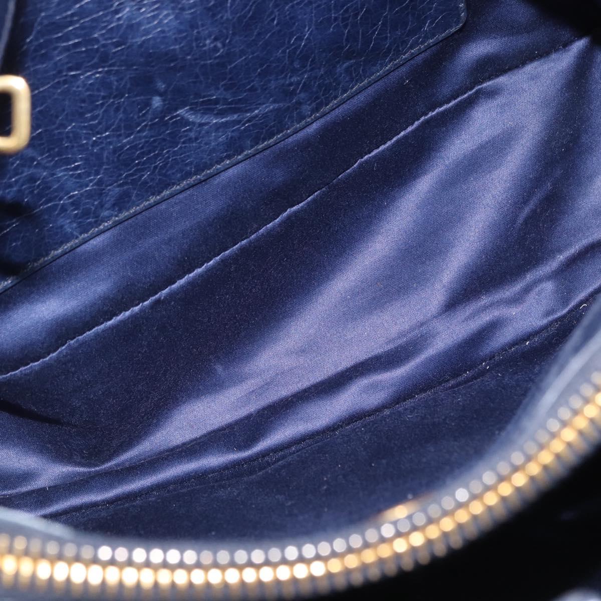 Miu Miu Hand Bag Leather Navy Gold Auth 199407V