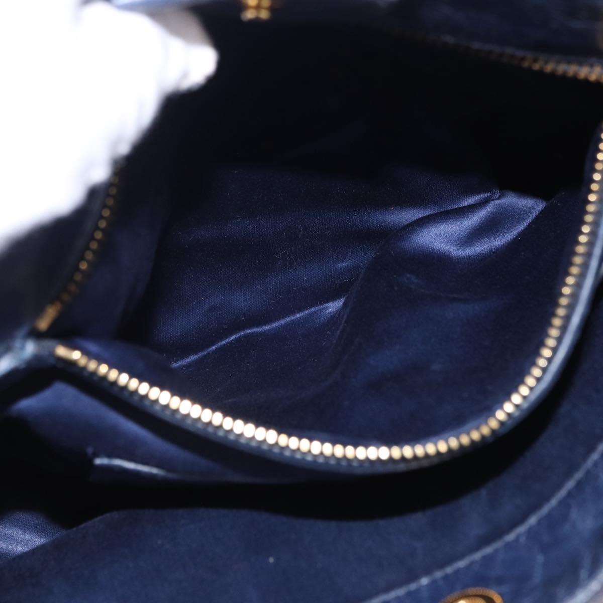 Miu Miu Hand Bag Leather Navy Gold Auth 199407V