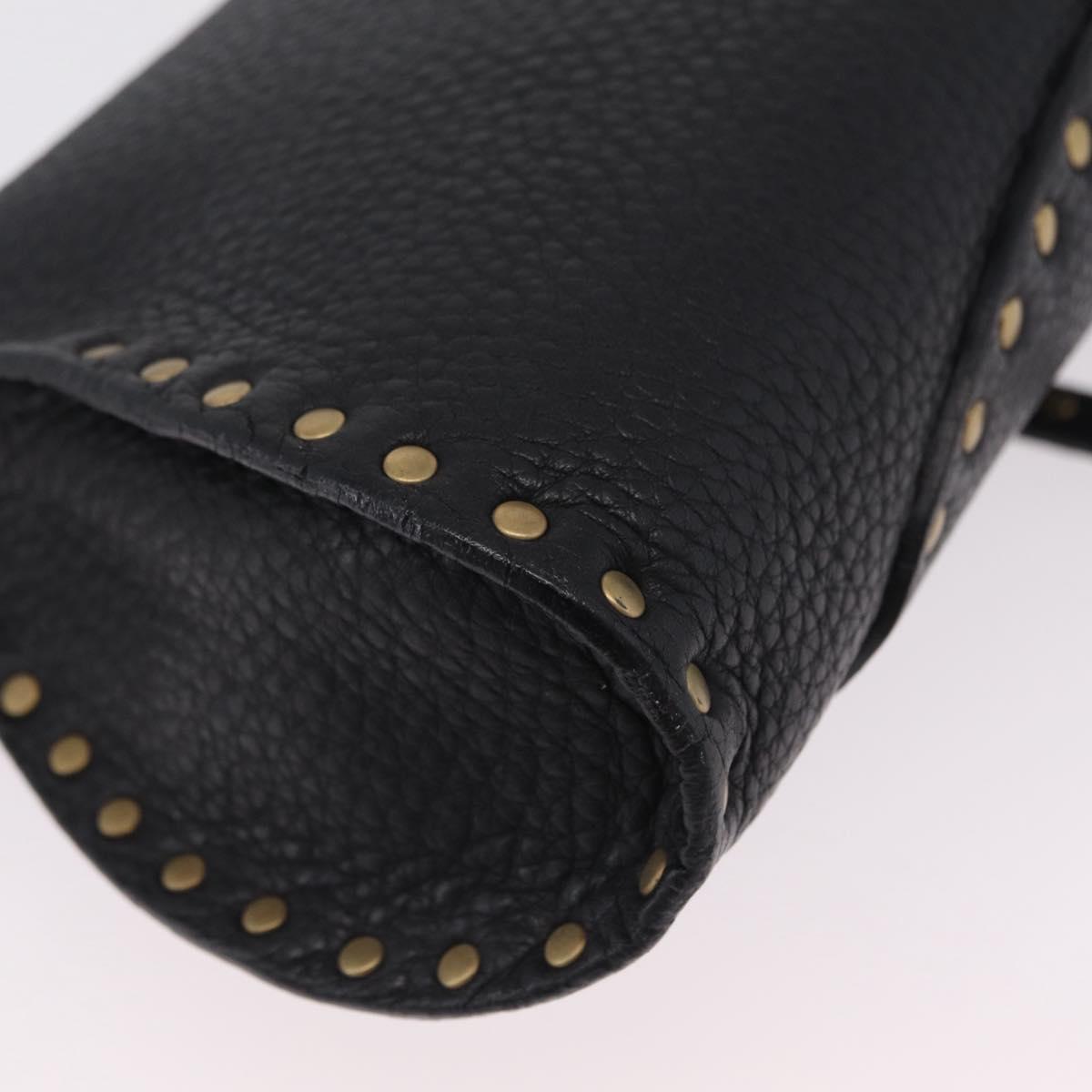 CELINE Shoulder Bag Leather Black Gold Auth 199408V