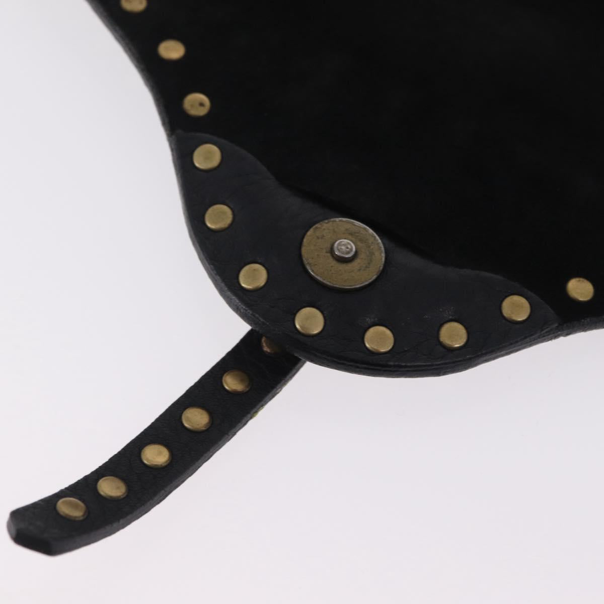 CELINE Shoulder Bag Leather Black Gold Auth 199408V