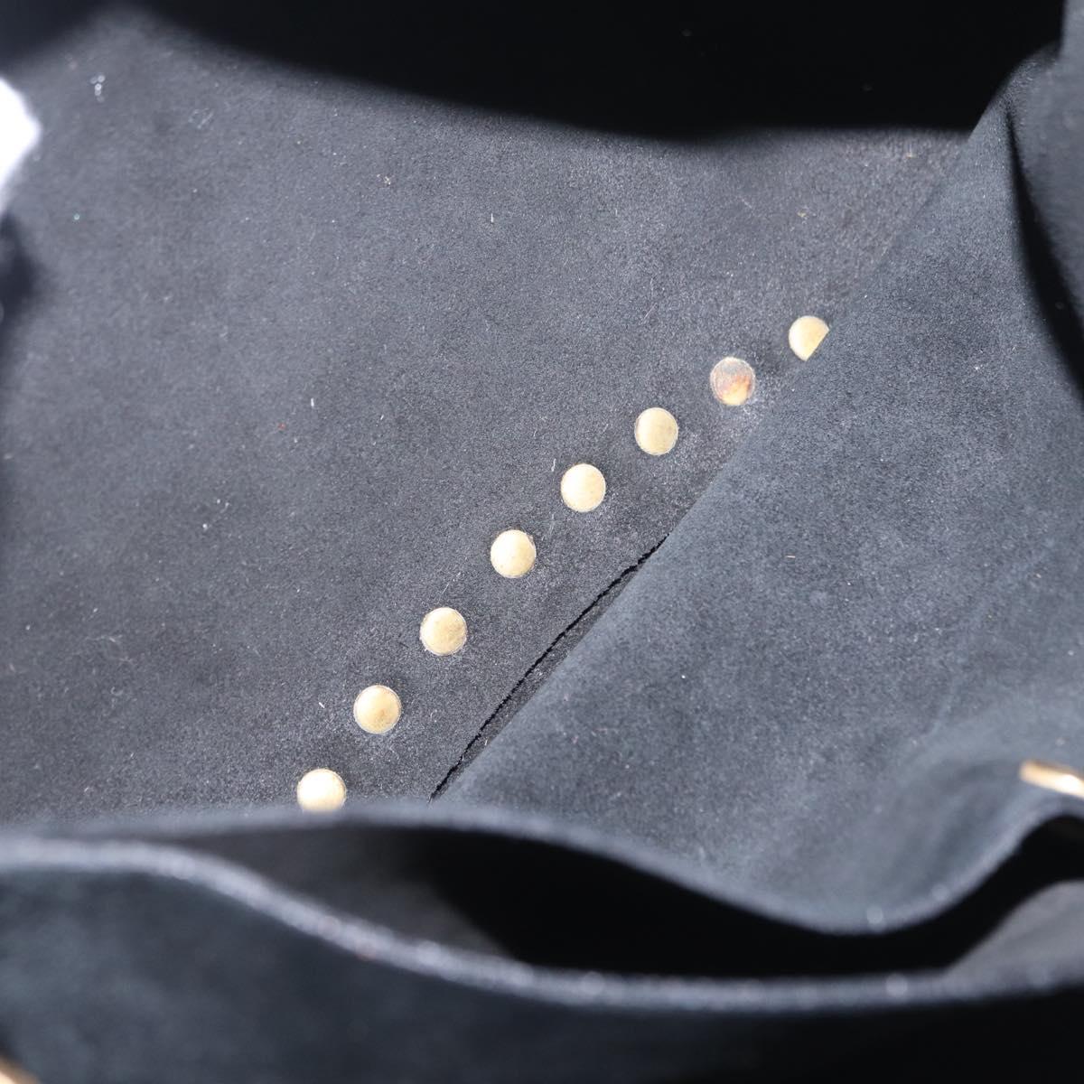CELINE Shoulder Bag Leather Black Gold Auth 199408V