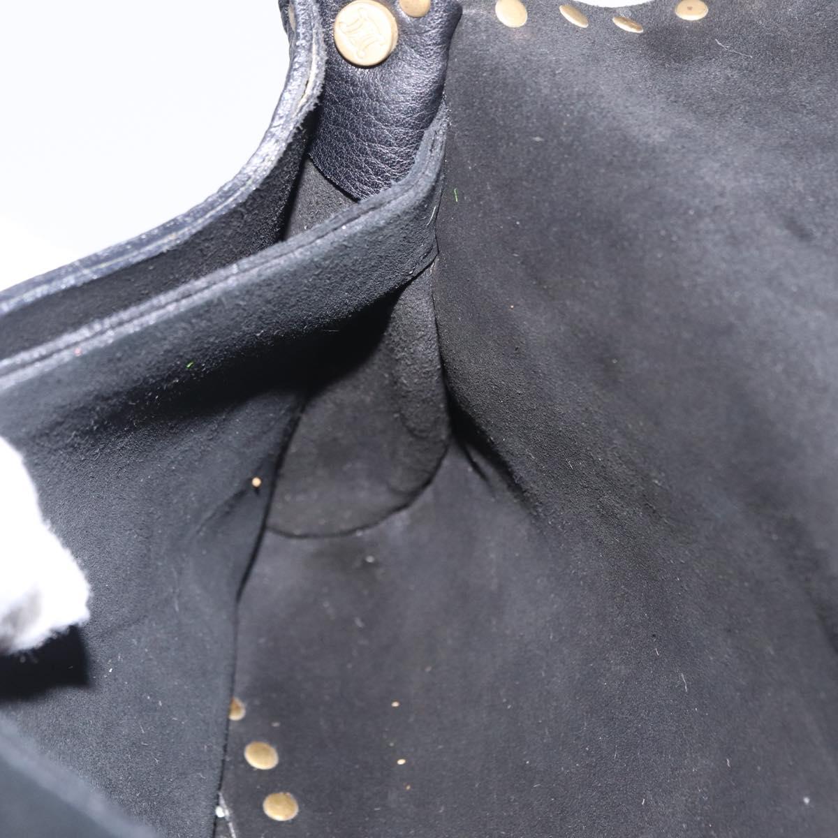 CELINE Shoulder Bag Leather Black Gold Auth 199408V