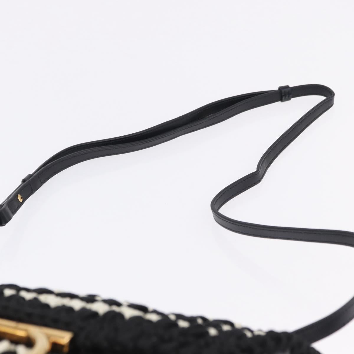 Salvatore Ferragamo Gancini Margot Bag Leather Fabric 2way Black Auth 199409SAM