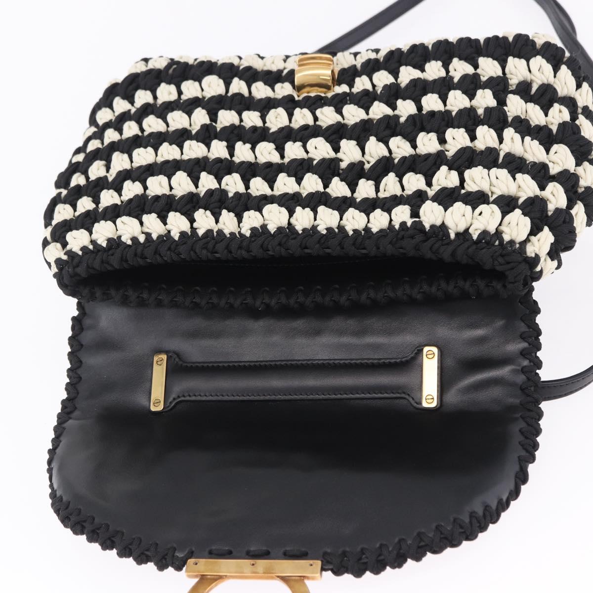Salvatore Ferragamo Gancini Margot Bag Leather Fabric 2way Black Auth 199409SAM
