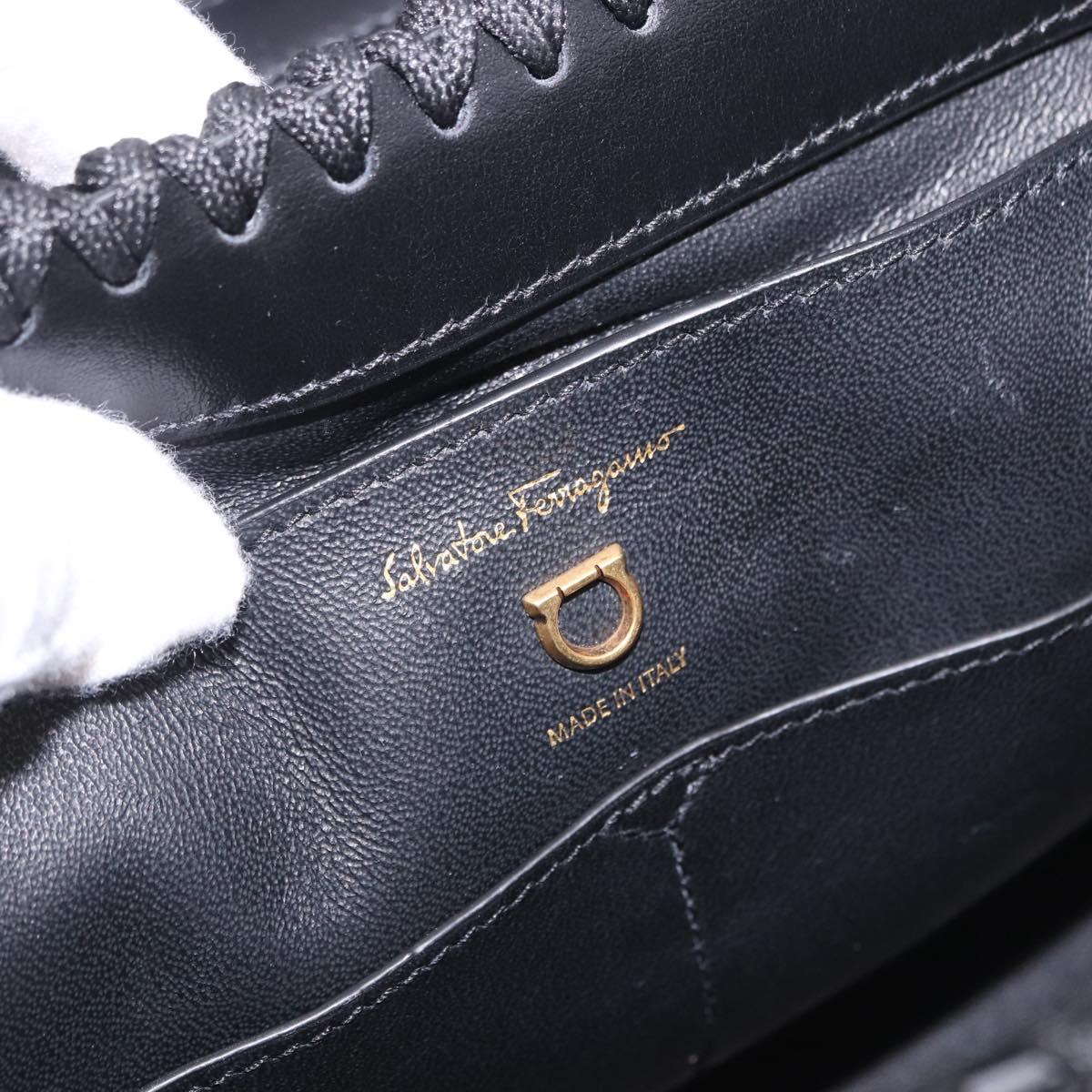 Salvatore Ferragamo Gancini Margot Bag Leather Fabric 2way Black Auth 199409SAM