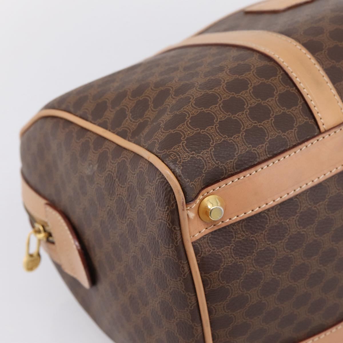 CELINE Macadam Canvas Boston Bag PVC Leather Brown Gold Auth 199411V