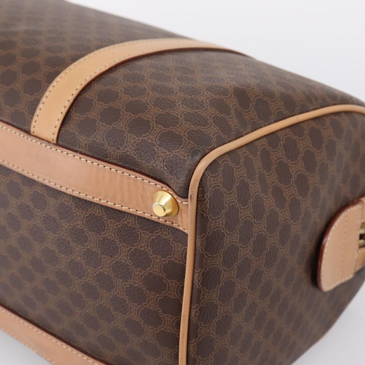 CELINE Macadam Canvas Boston Bag PVC Leather Brown Gold Auth 199411V