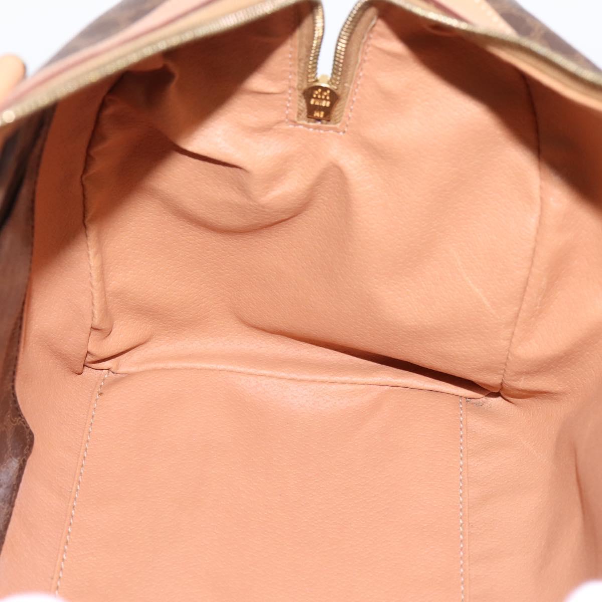 CELINE Macadam Canvas Boston Bag PVC Leather Brown Gold Auth 199411V