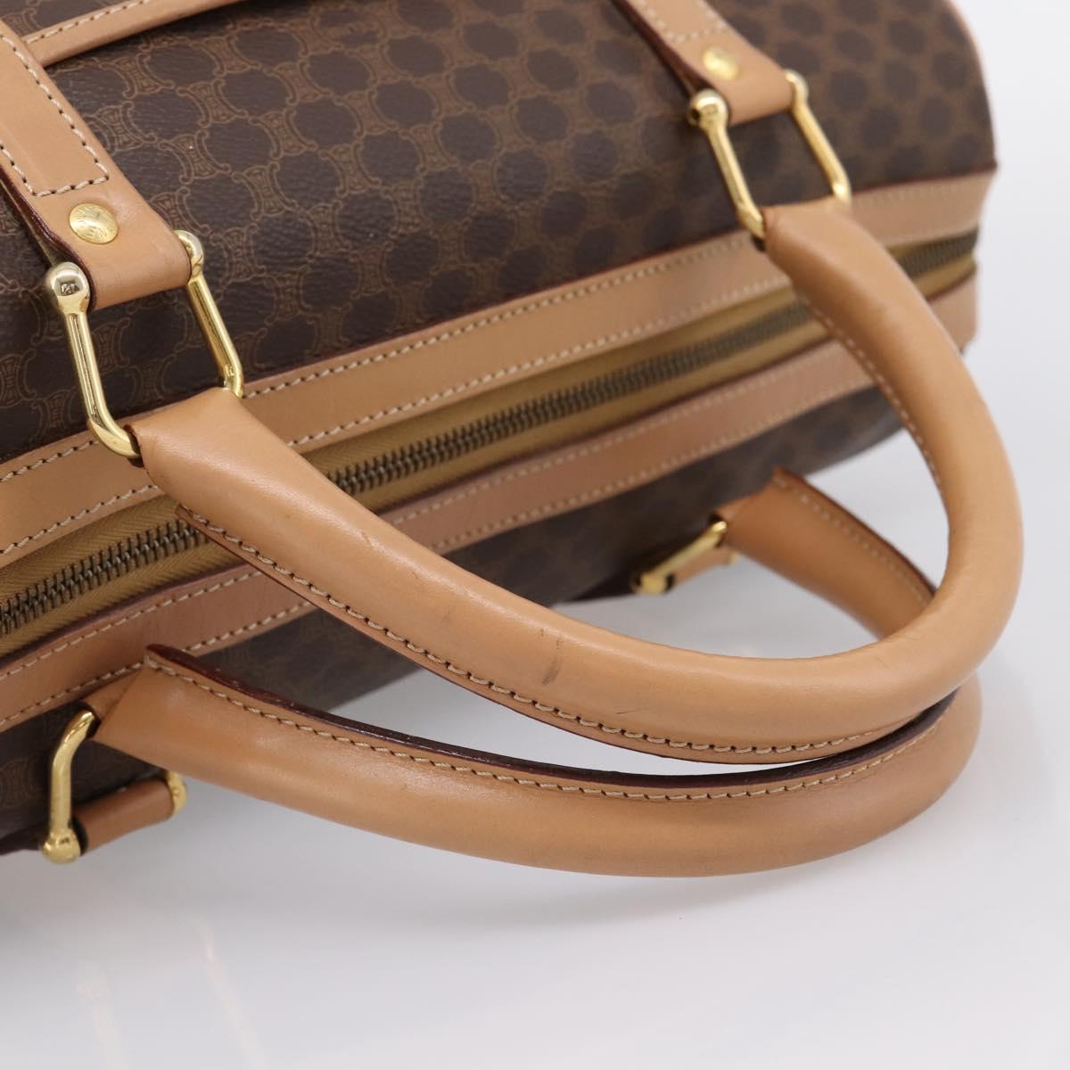 CELINE Macadam Canvas Boston Bag PVC Leather Brown Gold Auth 199411V